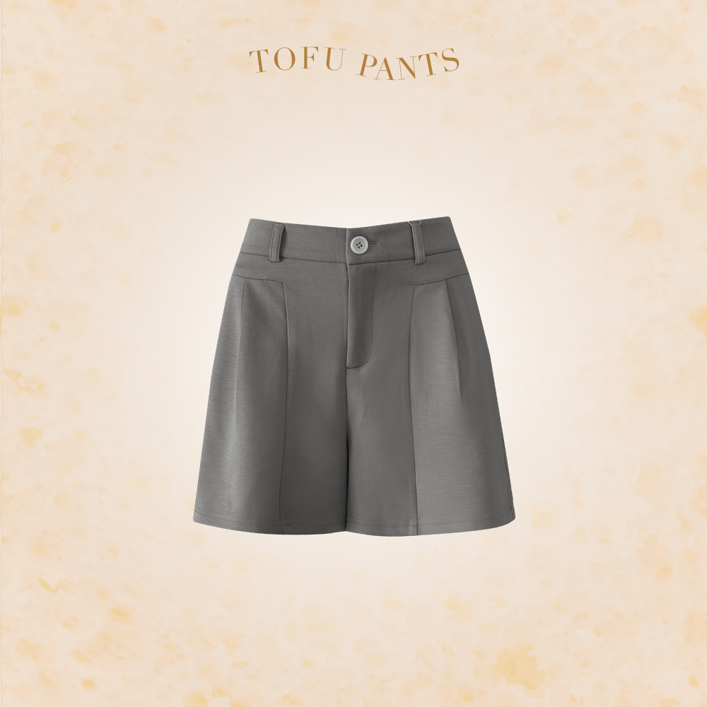女款｜斜袋雙褶豆腐褲-深灰