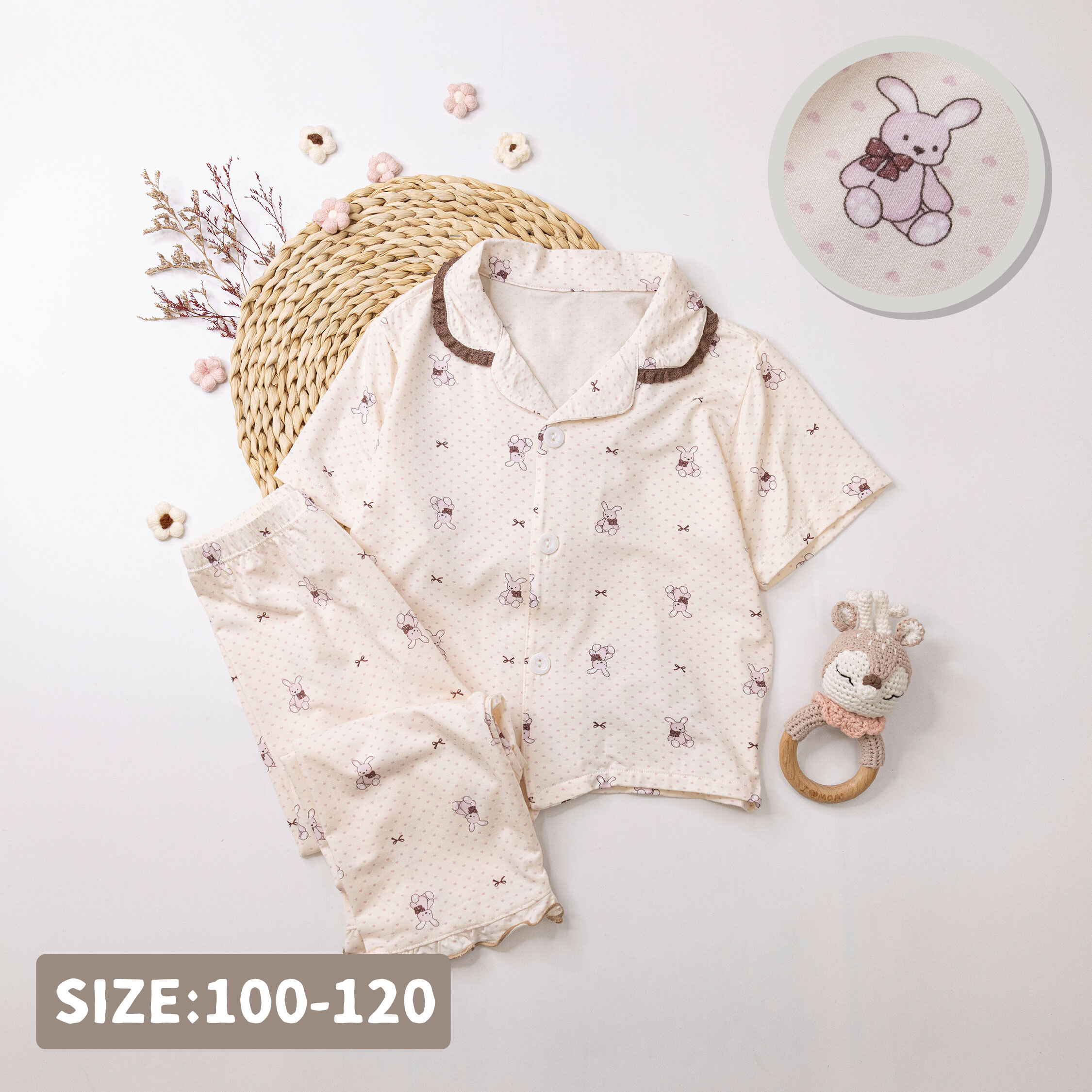 【JL0213】愛心兔兔布偶翻領設計睡衣套裝