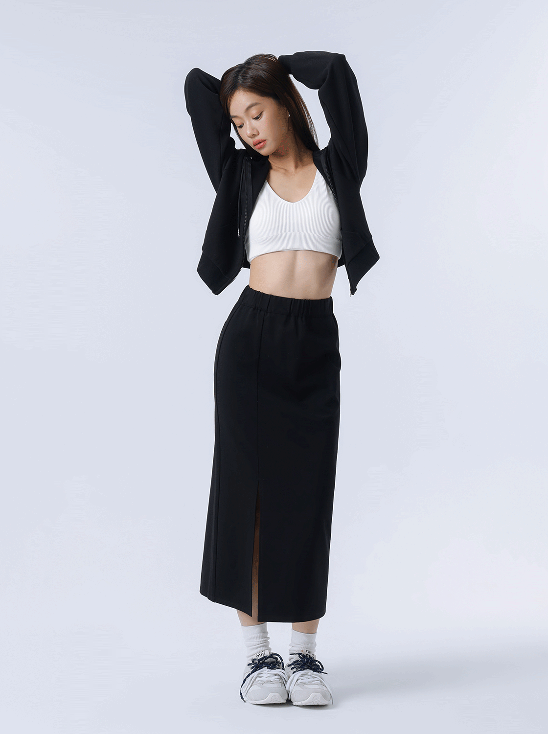 【期間限定】超彈力前開岔長裙