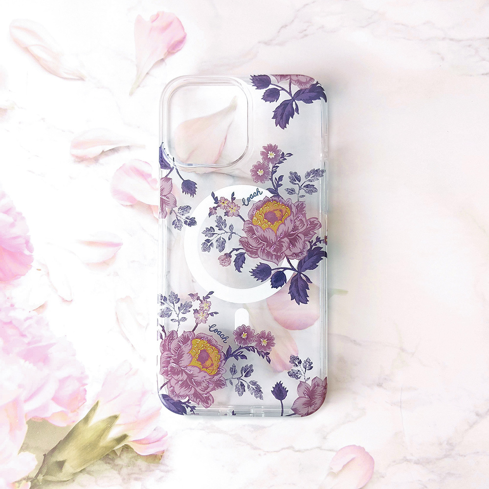 【COACH】iPhone 15系列 MagSafe/無MagSafe 手機殼 牡丹