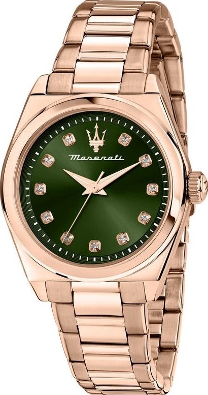 MASERATI 瑪莎拉蒂   玫瑰金綠色面盤亮眼簡約面盤女錶  R8853152501  錶徑: 35 MM