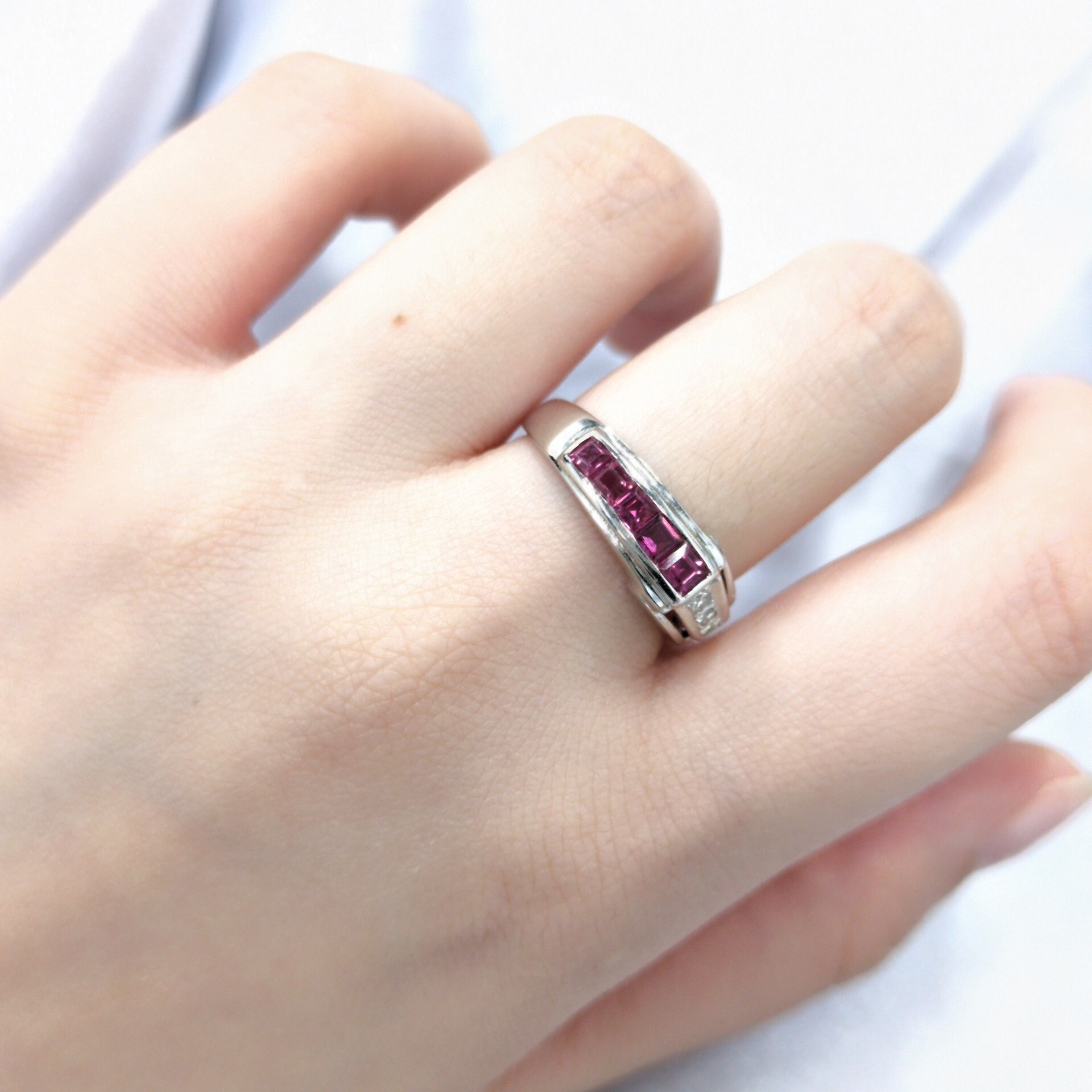 14K White Gold 0.38ct Ruby and Diamond Ring
