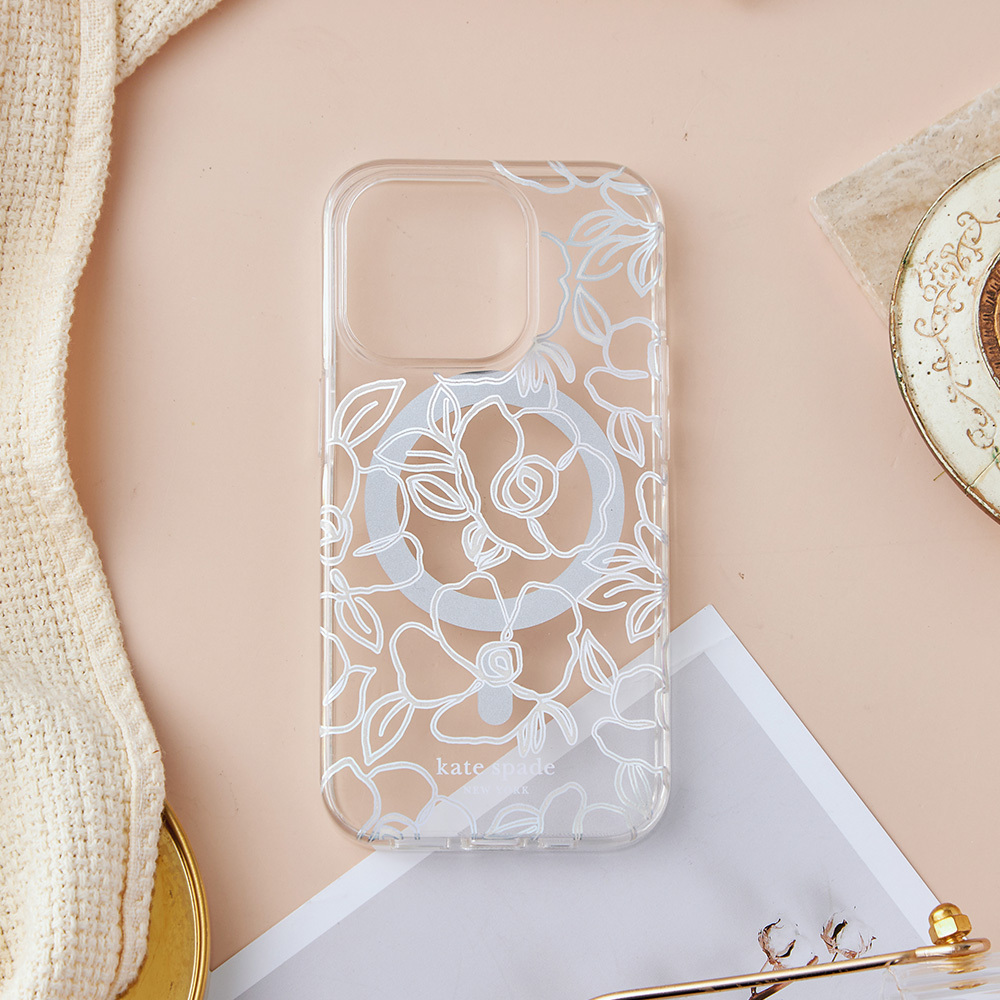 【kate spade】iPhone 15系列 MagSafe 精品手機殼 銀絲炫彩