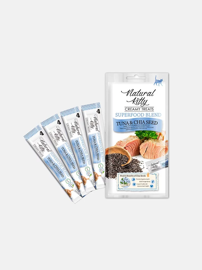 自然小貓｜【超級食物營養肉泥】鮪魚佐奇亞籽12g X4