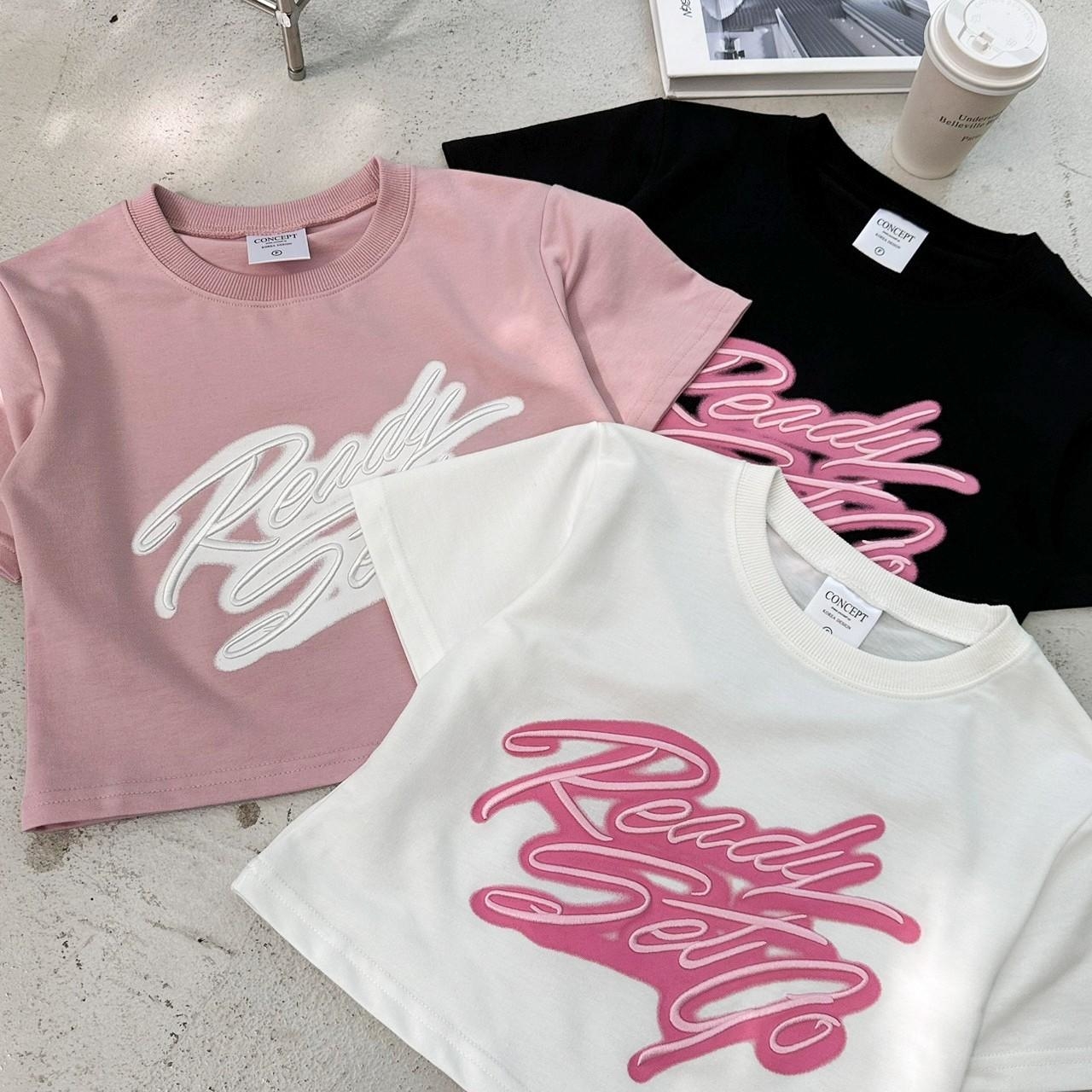 韓國短袖 刺繡字母女版短T 80403