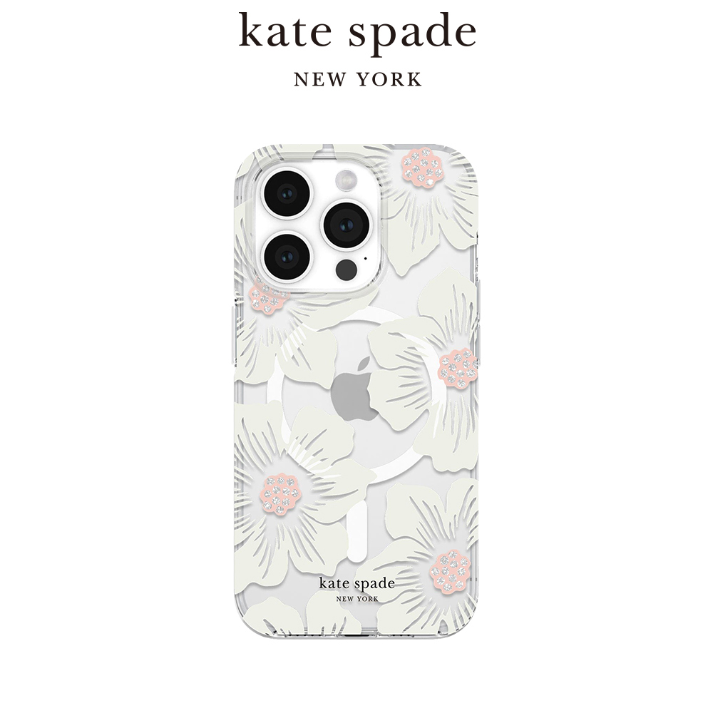 【kate spade】iPhone 15系列/16e MagSafe/無MagSafe 精品手機殼 經典蜀葵