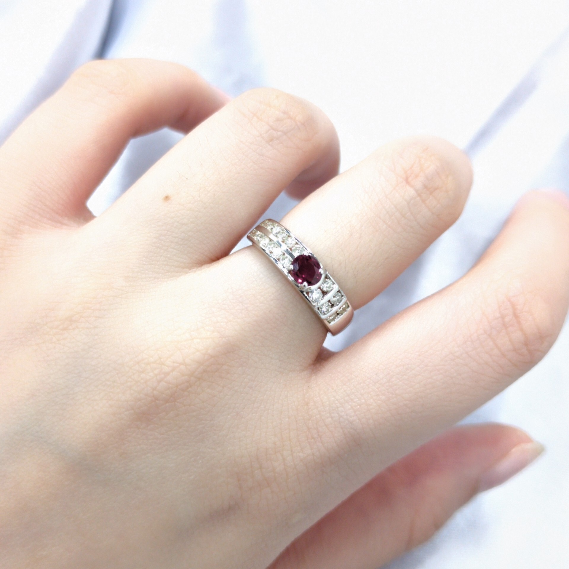 14K White Gold 0.30ct Ruby and Diamond Ring