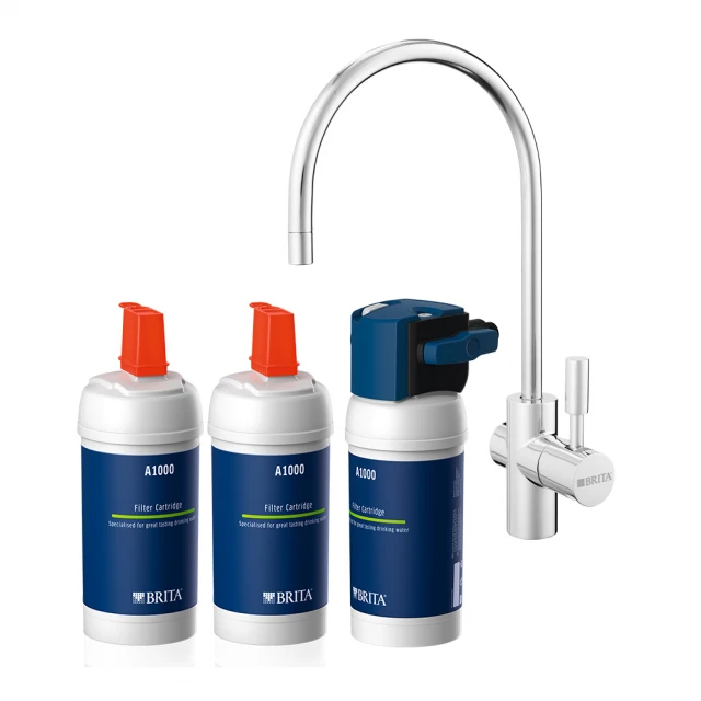 【Beutii】Brita mypure A1長效型櫥下濾水系統+P1000濾芯*2(共三芯)