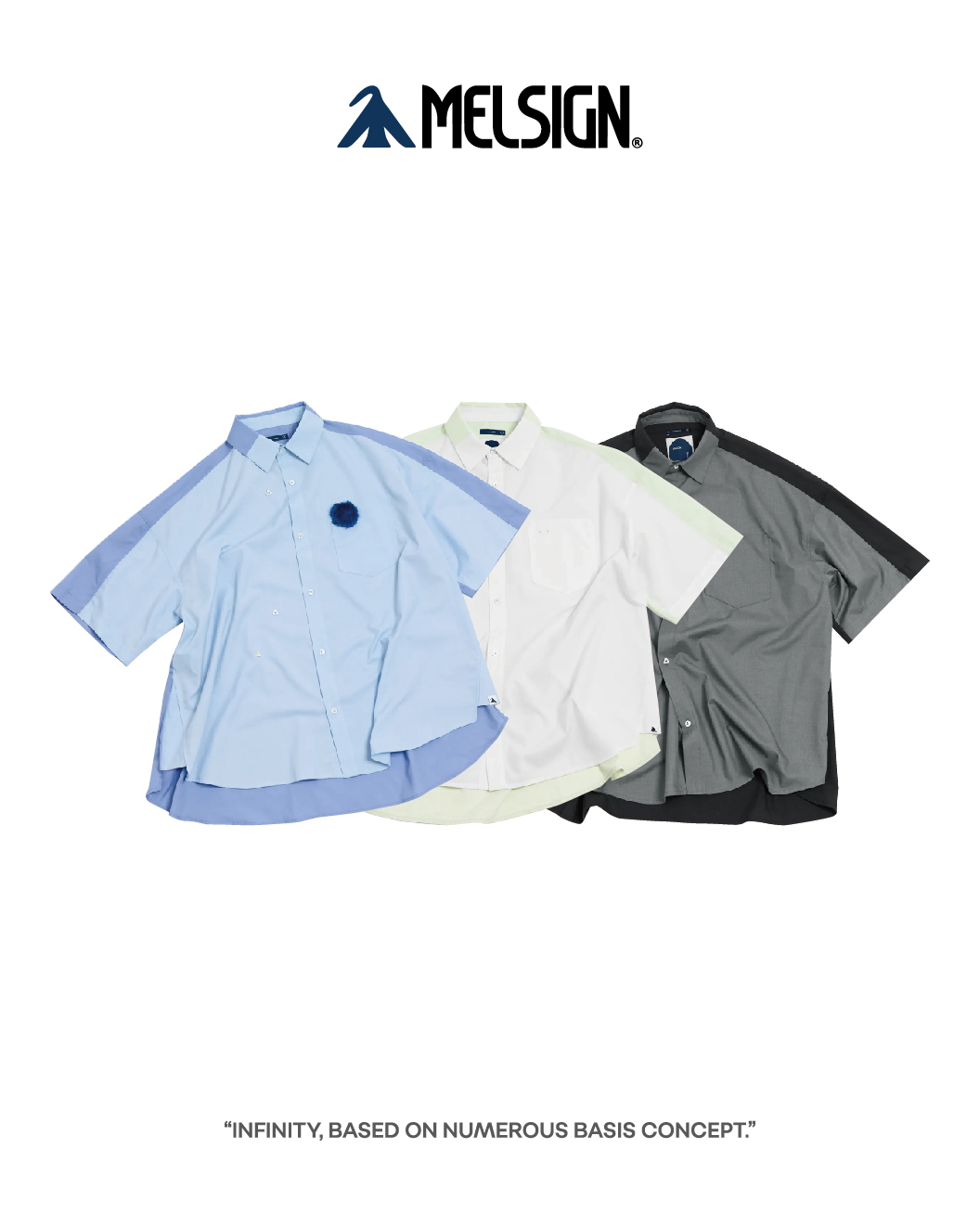 MELSIGN 雙色拼接短袖襯衫 白/淺藍/鐵灰 25 S/S Tone Merge S/S Shirt