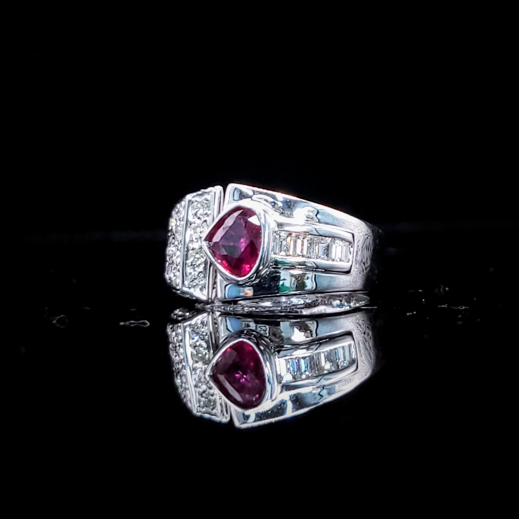18K White Gold 0.85ct Ruby and Diamond Ring