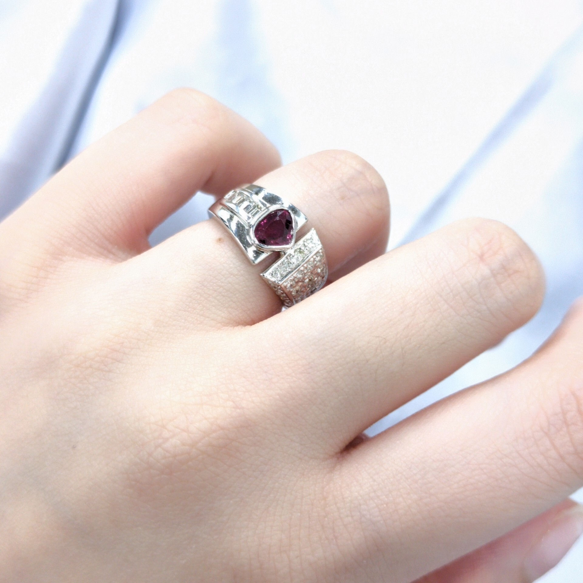 18K White Gold 0.85ct Ruby and Diamond Ring