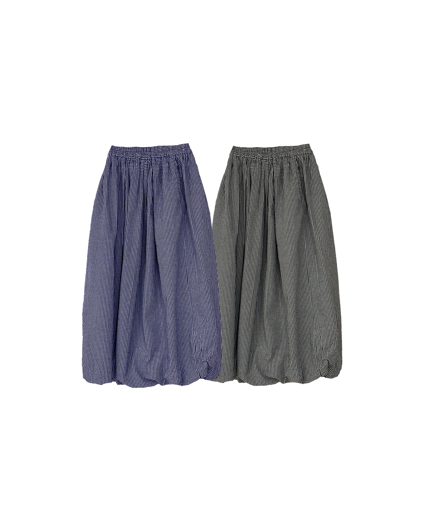 細格紋橡筋泡泡半裙