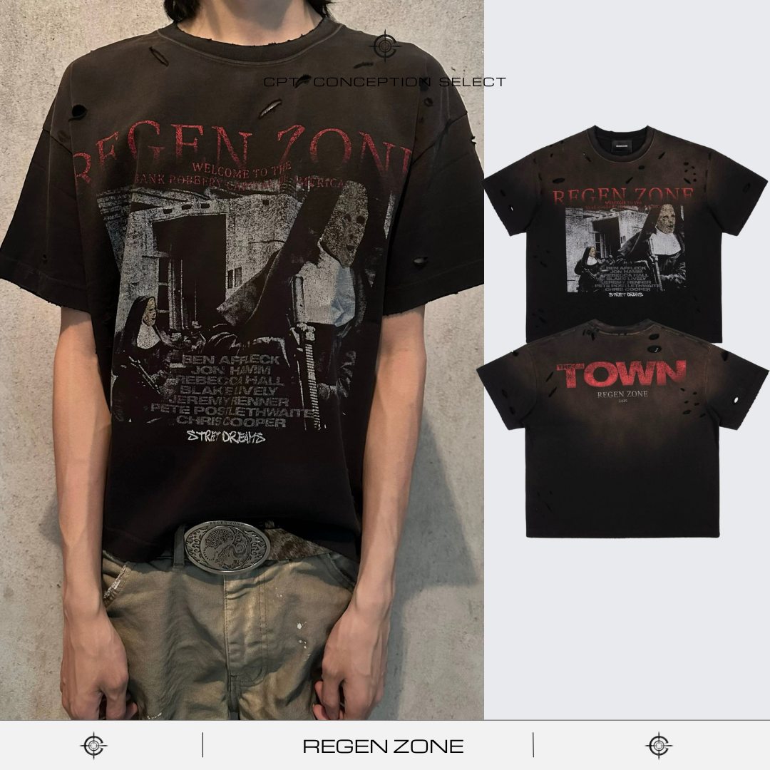 REGEN ZONE「RIOT」Vintage 暴動修女水洗破壞短寬短袖