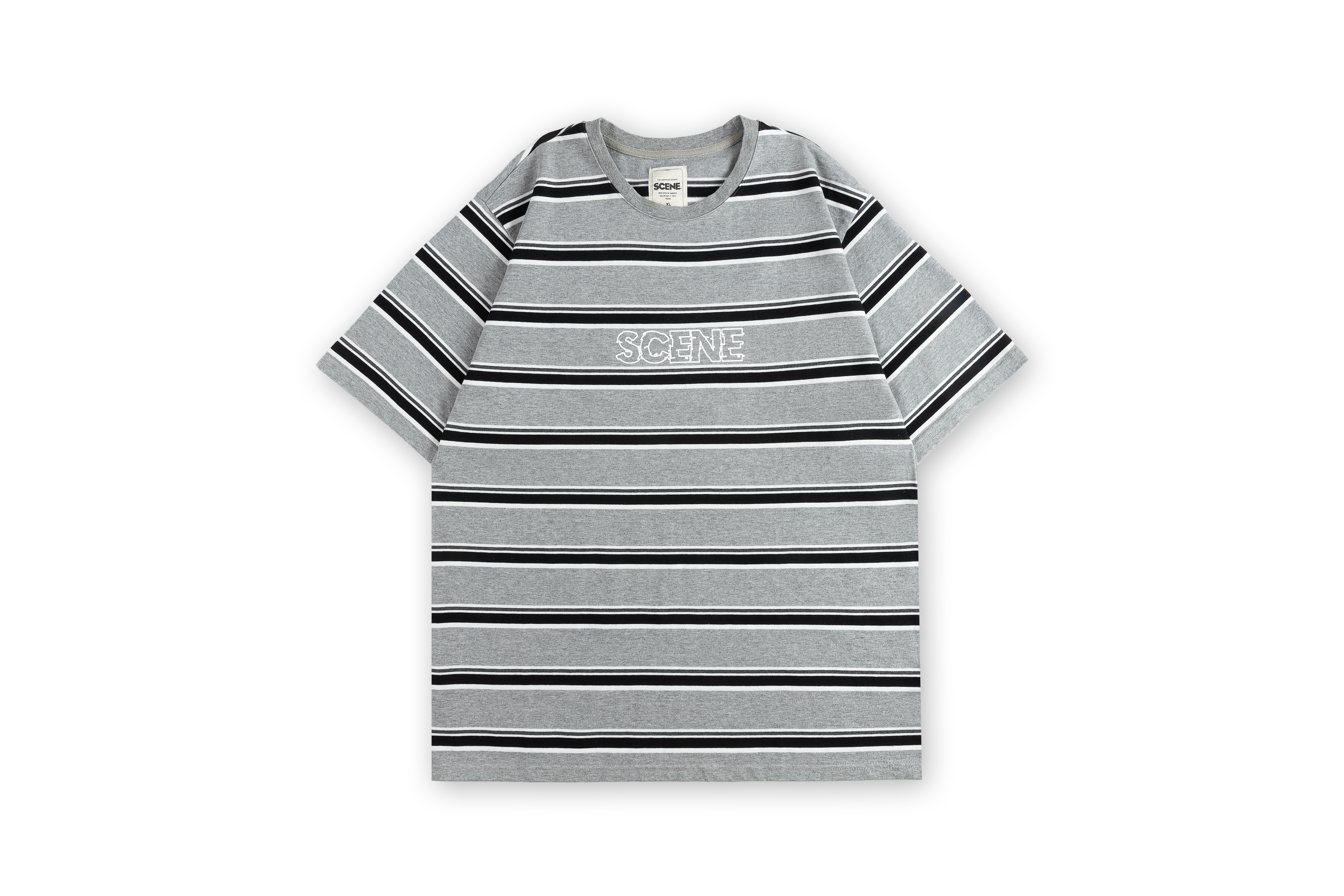 SCENE STRIPES TEE // GREY_BLK