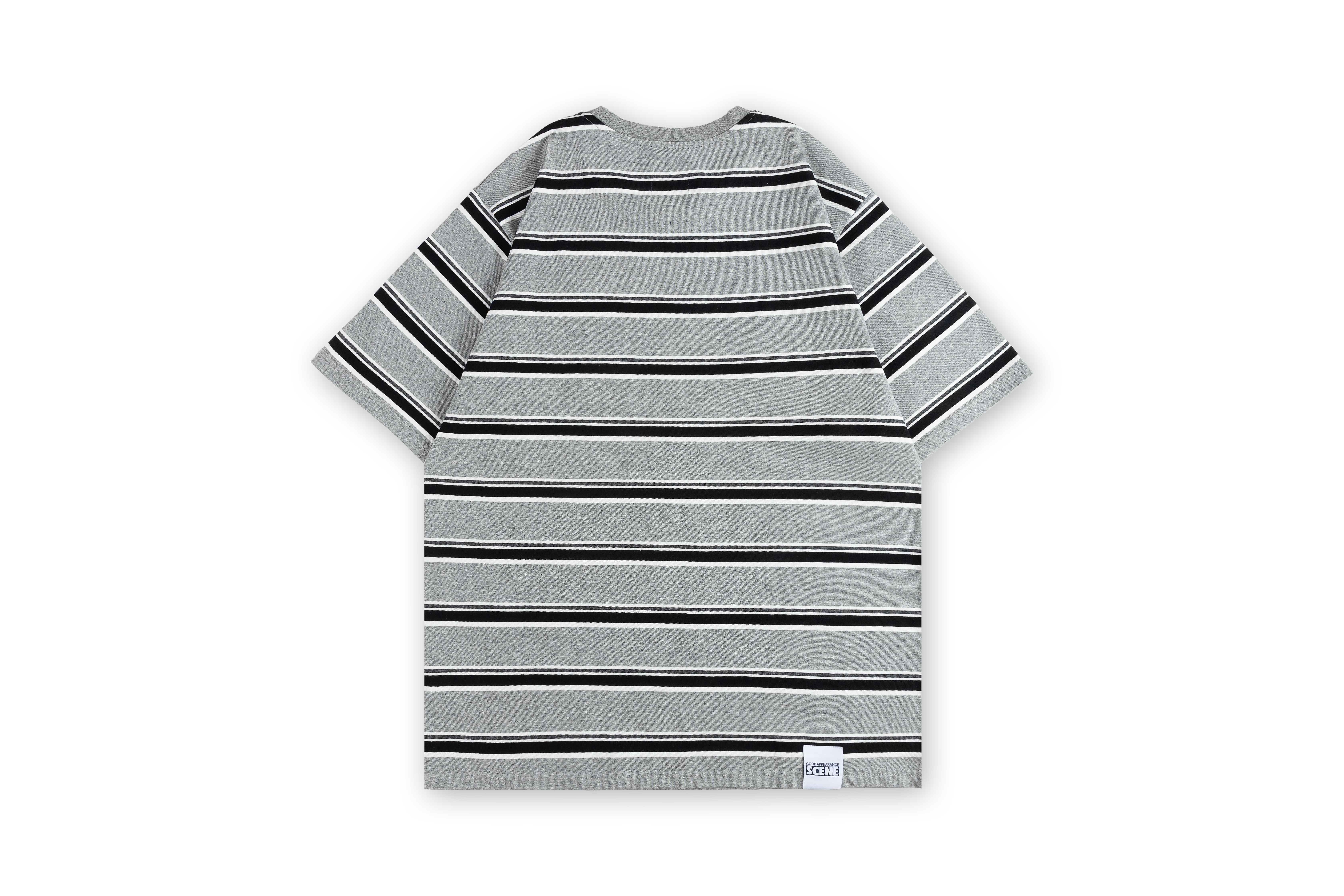 SCENE STRIPES TEE // GREY_BLK
