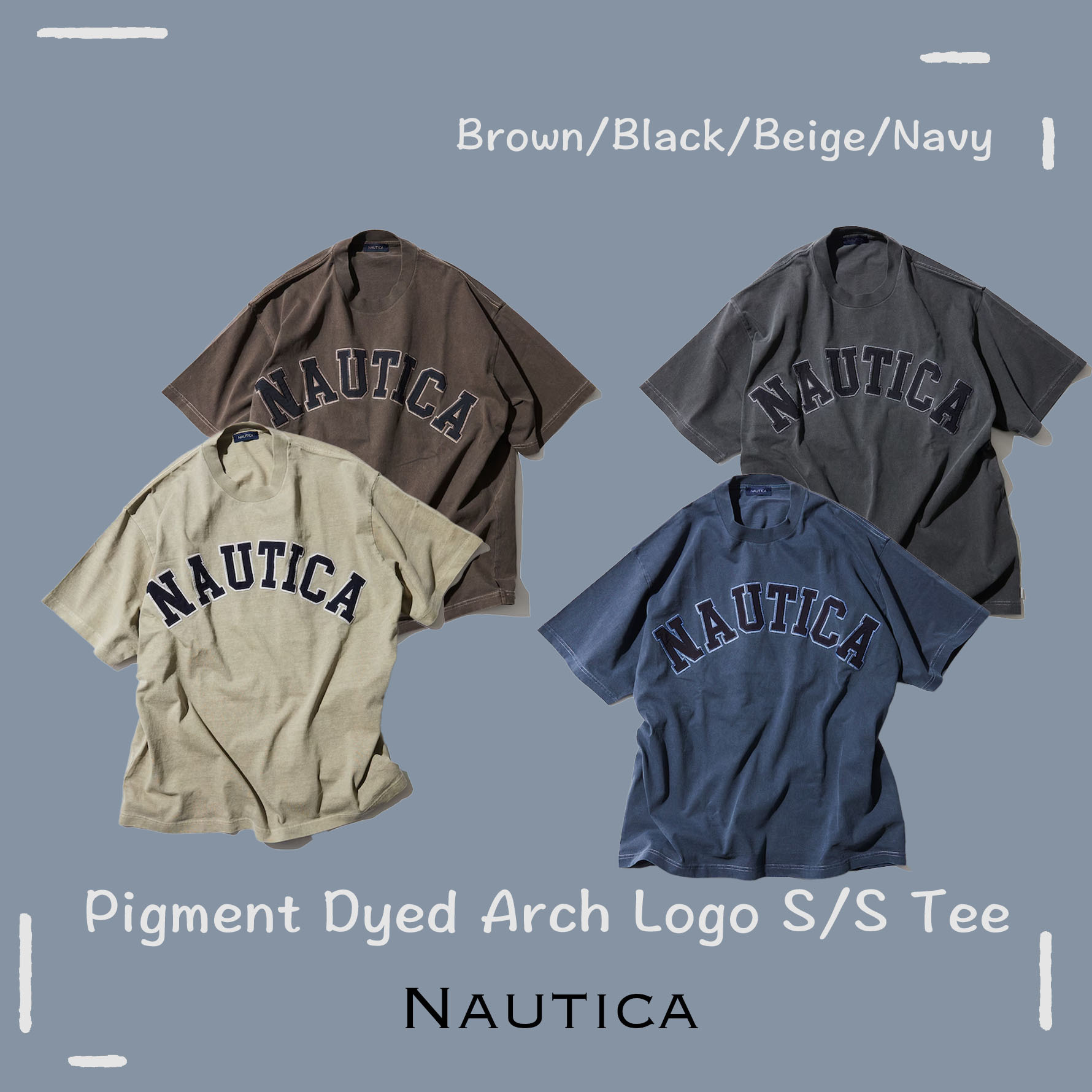 【OWN】Nautica 短袖 上衣 經典 大LOGO 水洗 復古 刷白 厚磅 落肩 不分男女 黑色 深藍 咖啡 奶茶 日本線🇯🇵