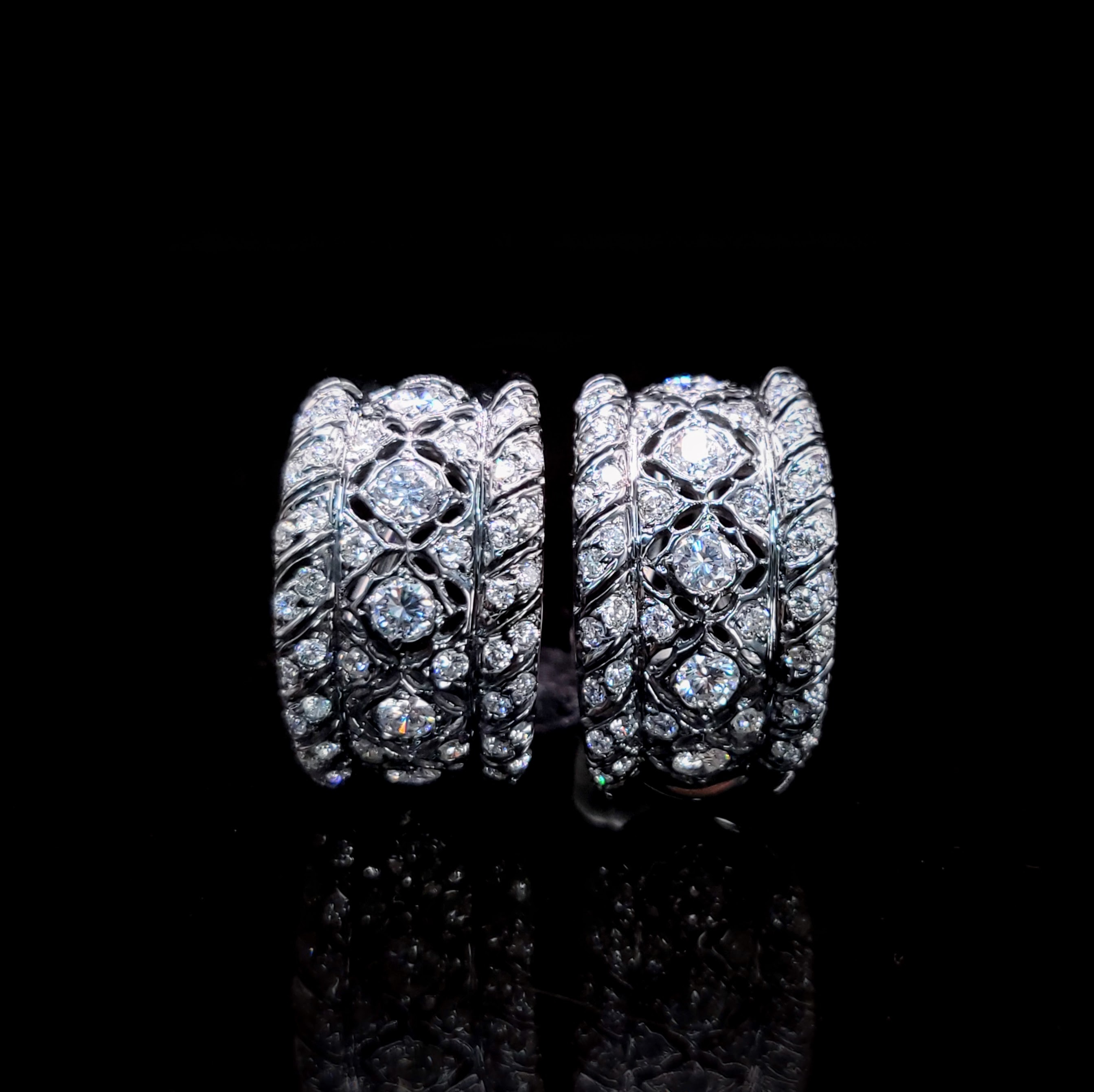 18K Black Gold 1.38ct Diamond Hoop Earrings