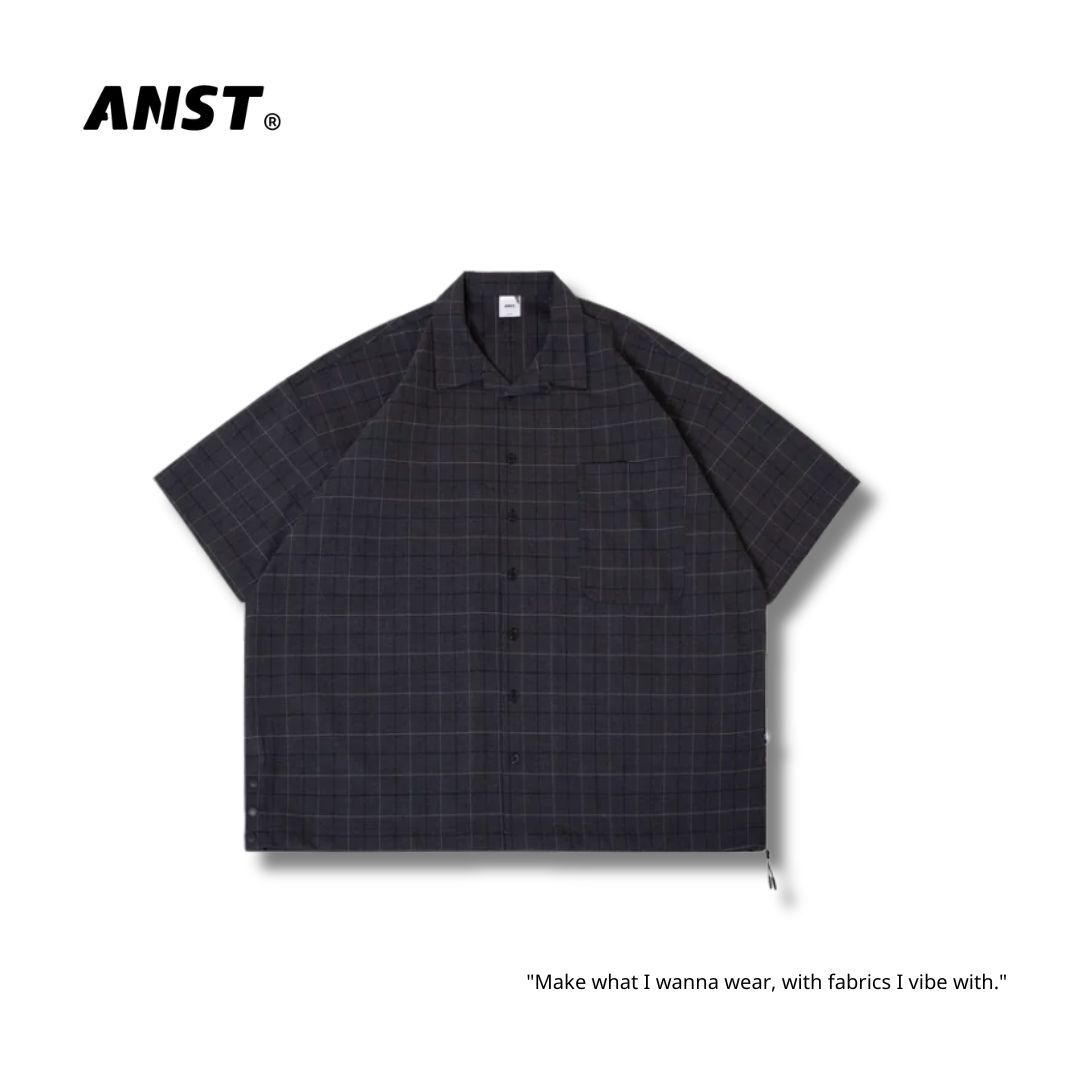 "現貨" ANST 出芽格紋設計短袖襯衫 AN.45