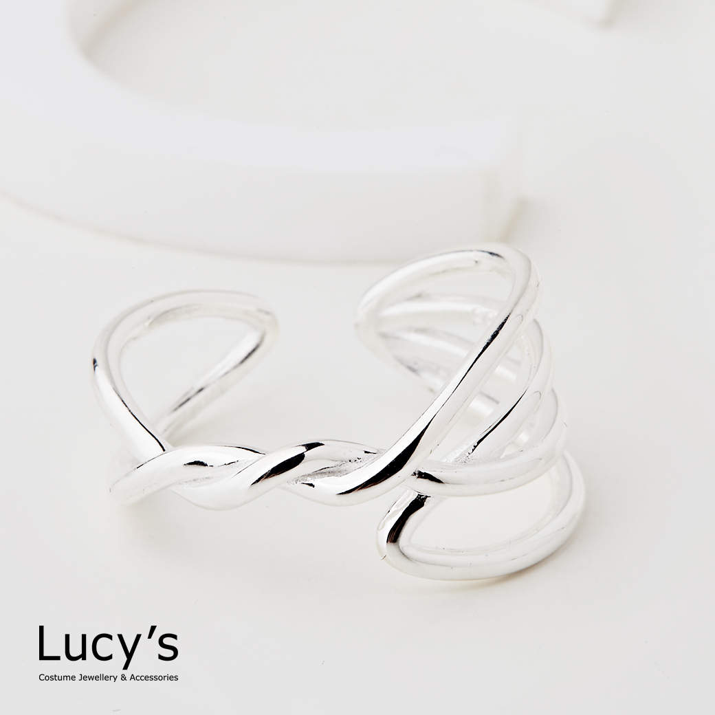 925純銀 交織線條 開口戒 (122557)