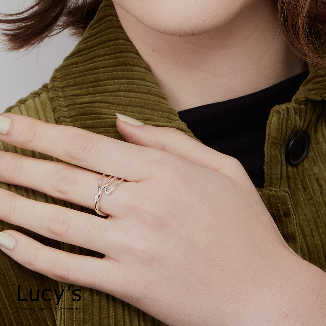 925純銀 交織線條 開口戒 (122557)