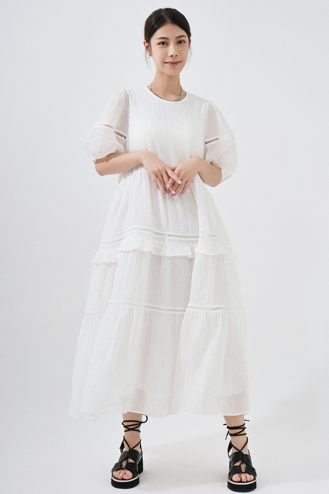 棉麻縐布娃娃連身裙 (*現貨款式）