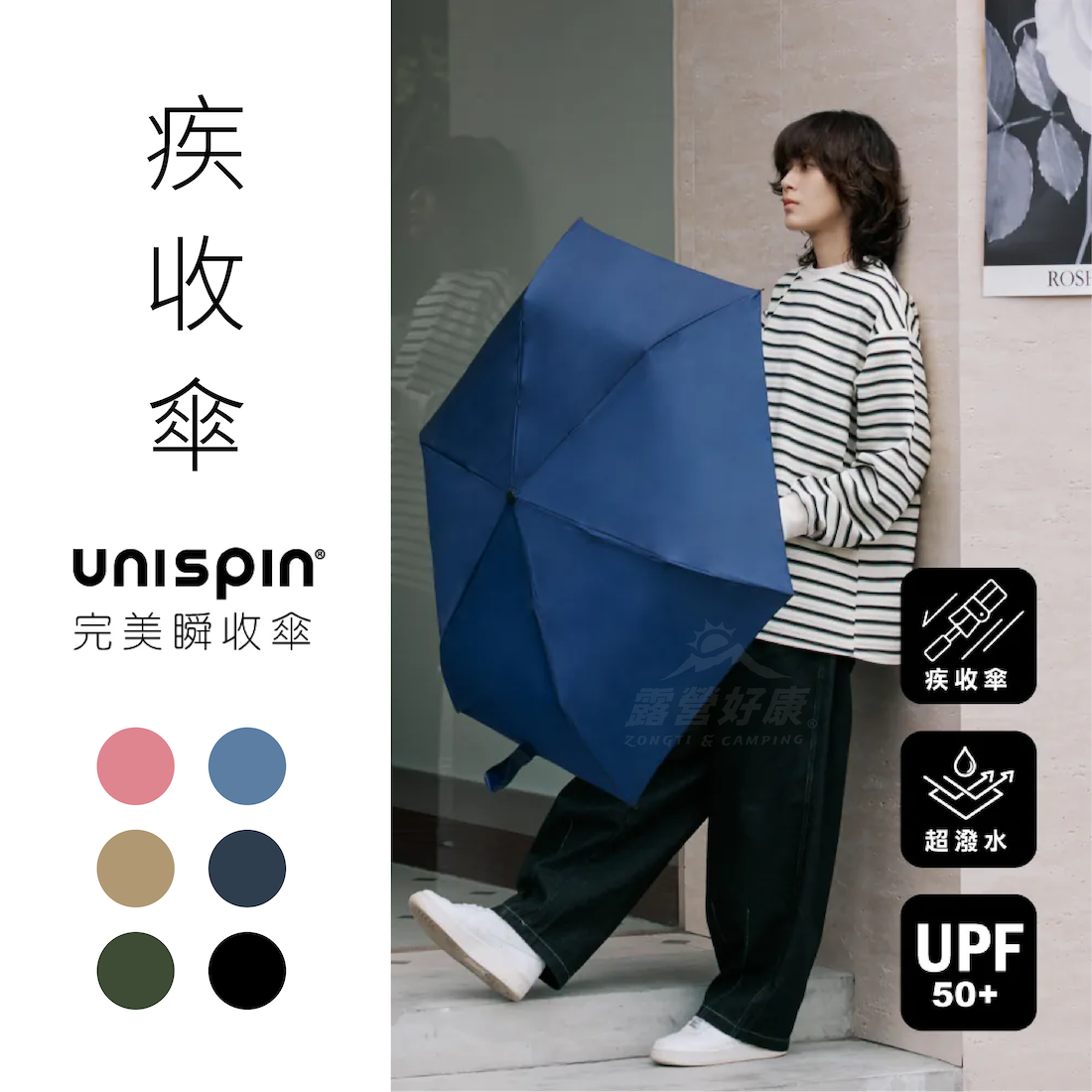 【大振豐】 疾收傘手開折傘 Unispin | FAST FOLD 一鍵自動收傘 專利快收  GB14