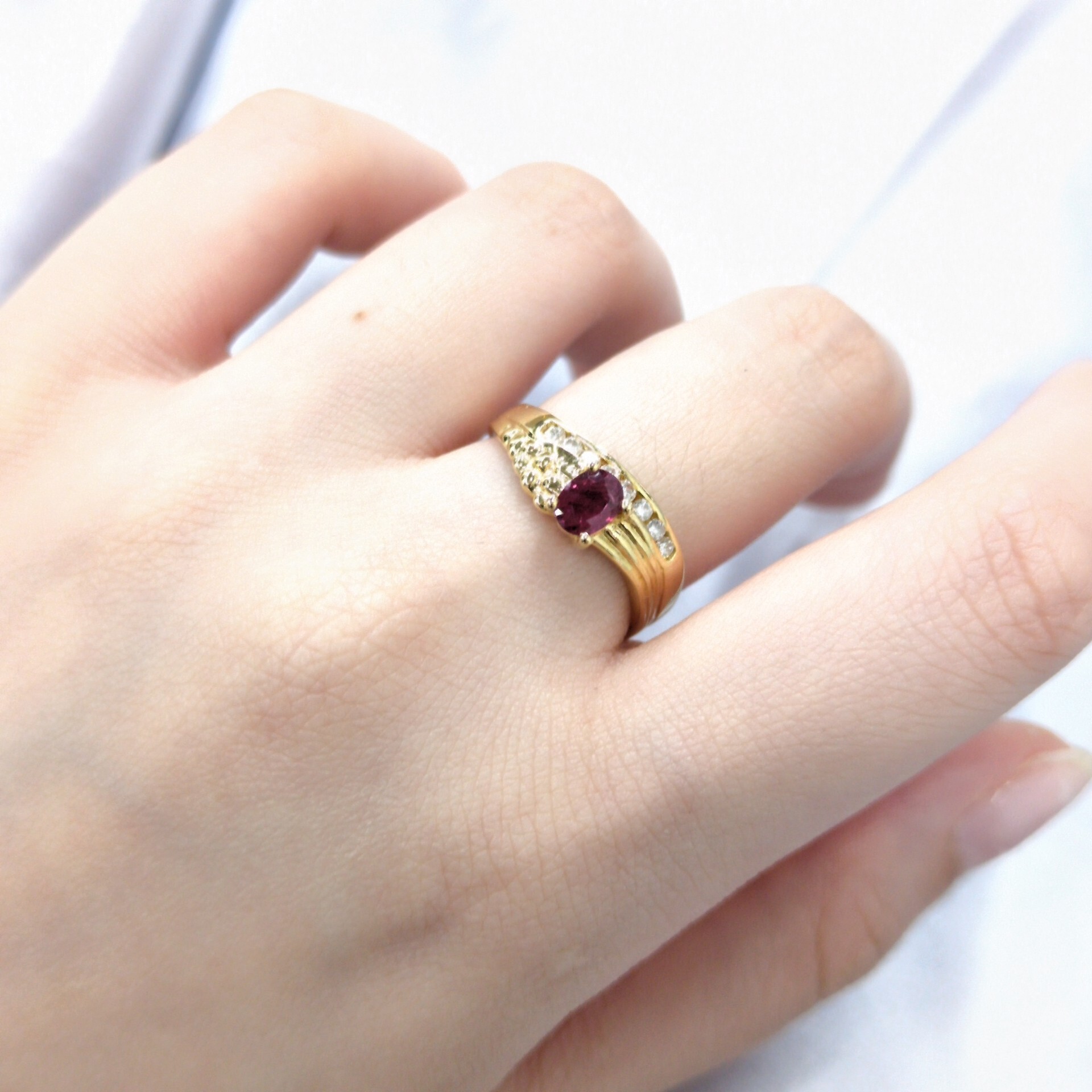 18K Yellow Gold 0.41ct Ruby and Diamond Ring