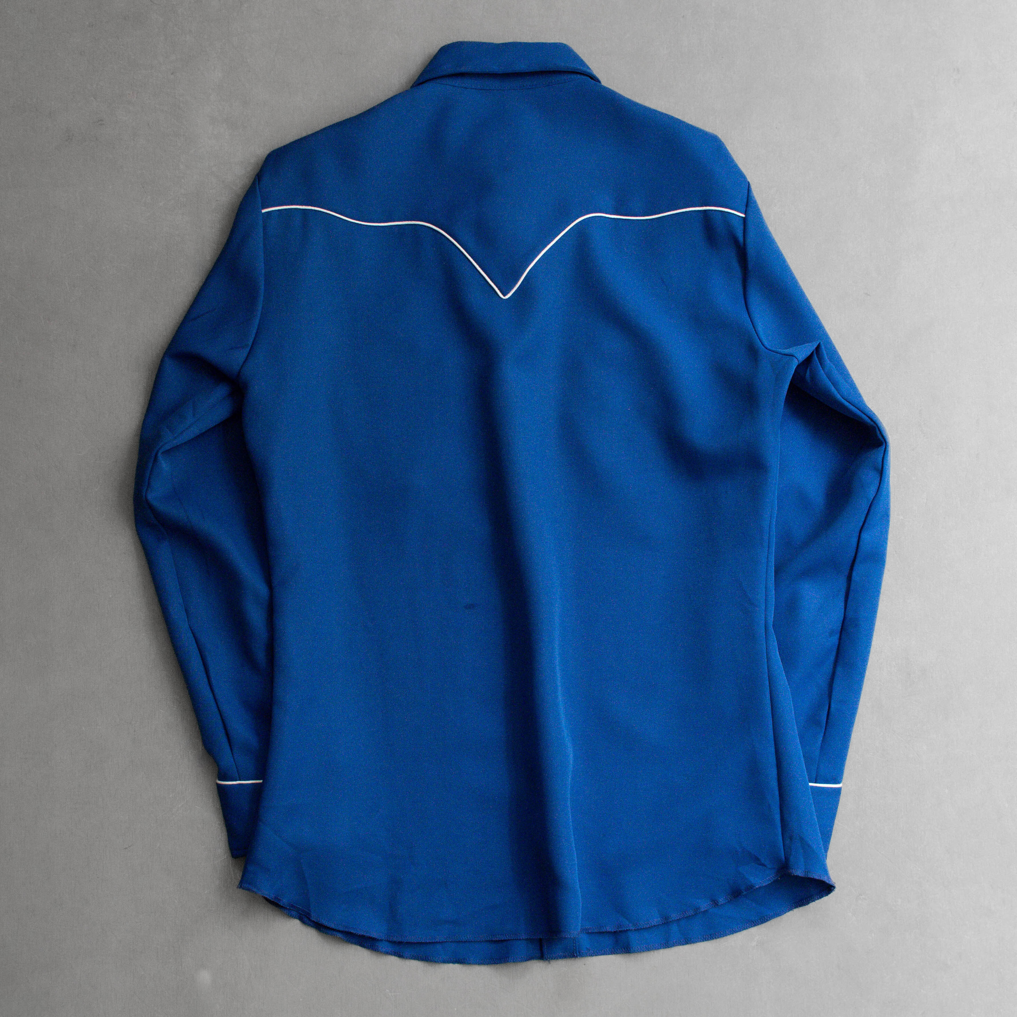 70S H BAR C WESTERN SHIRT 美國製 藍色 撲克牌 刺繡 長袖 西部 襯衫