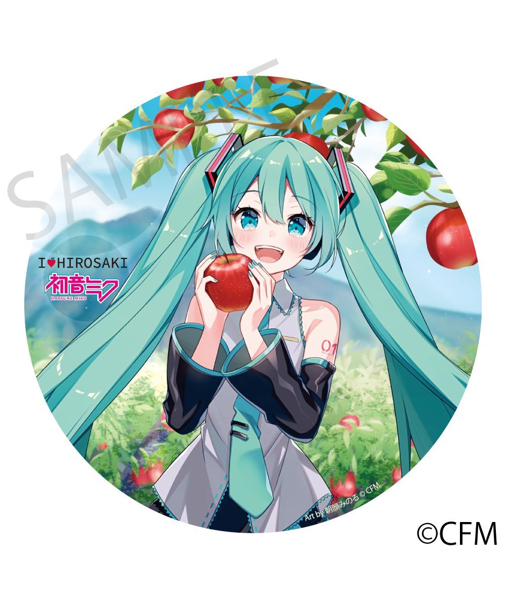 預購-「初音未來×弘前蘋果」 Mega徽章立牌 Art by 朝顔みのる【日本進口精品】