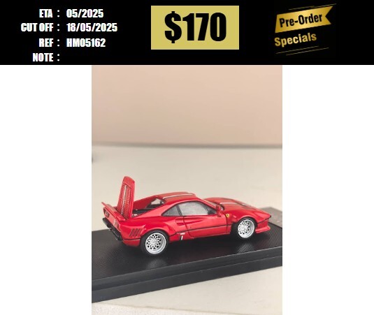 PO-$170 * HONE MODEL * 1:64 FERRARI 288 GTO WIDEBODY RED W/STRIPES [OD16/05]
