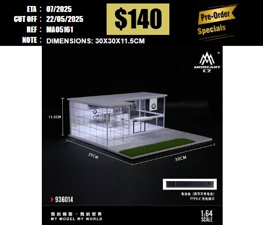 PO-$140 * MOREART * 1:64 DIORAMA-TWO LAYER ASSEMBLY SHOWROOM BMW SHOP(MO936014) [OD16/05]