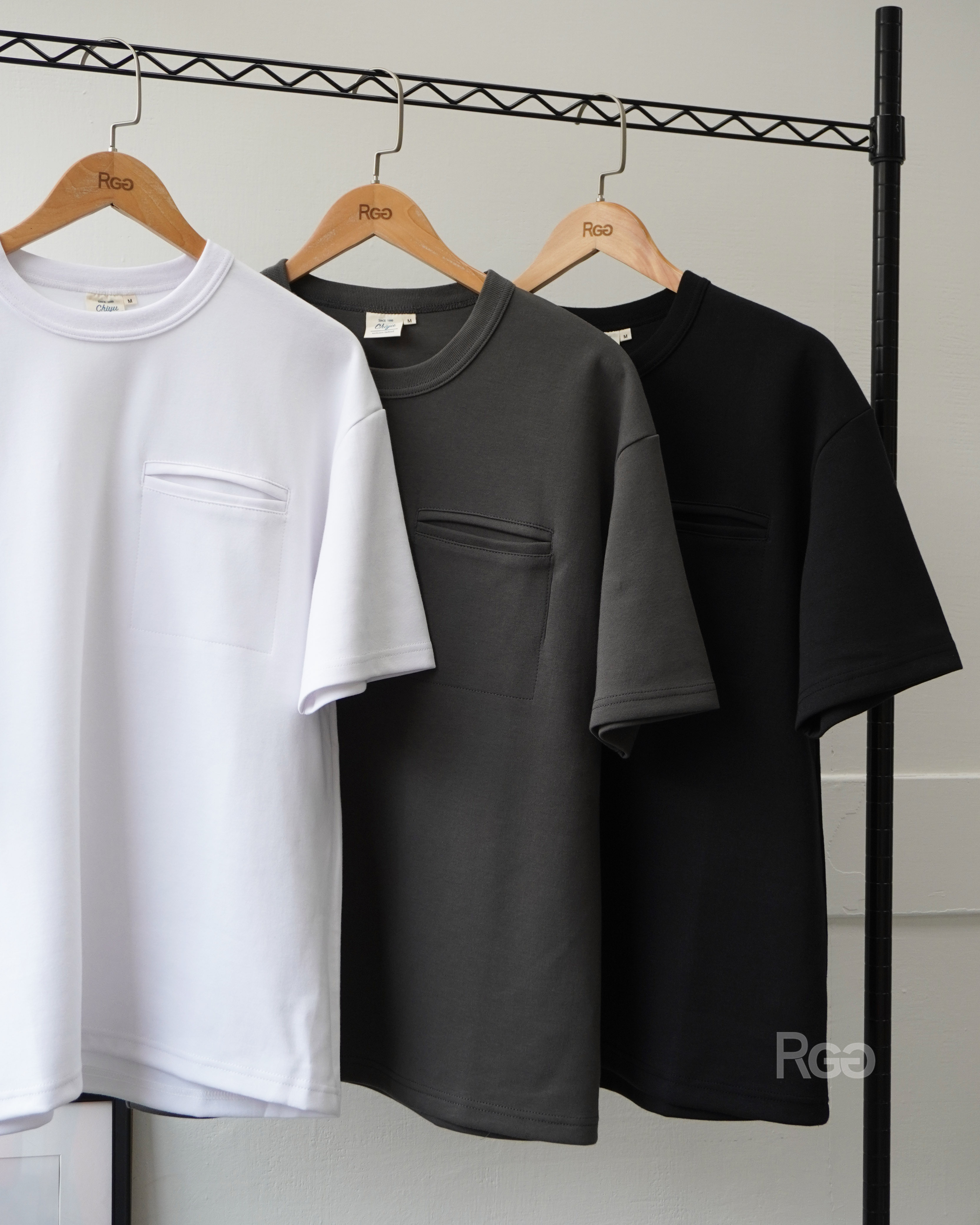 #25108 太空棉胸前口袋落肩短T