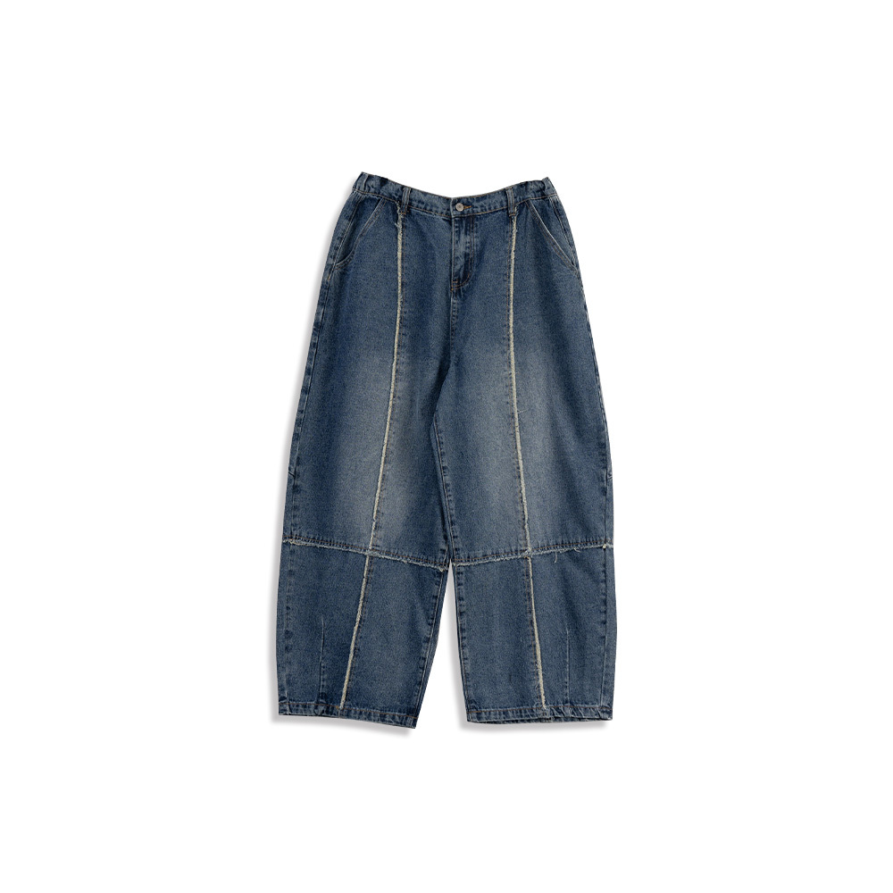 Men Washed Contrast Stitching Denim Pants M/L/XL【04011809】in stock+pre-order