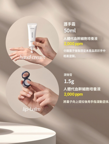 【二合一】INCORD lip & hand cream 潤唇膏&護手霜 【兩種香味可選】 Deep Woody，Cotten 花香麝香  【獨特成分及功效】人體臍帶血幹細胞培養液（HSCM）2,000 ppm。到期日2026.12.13「J」