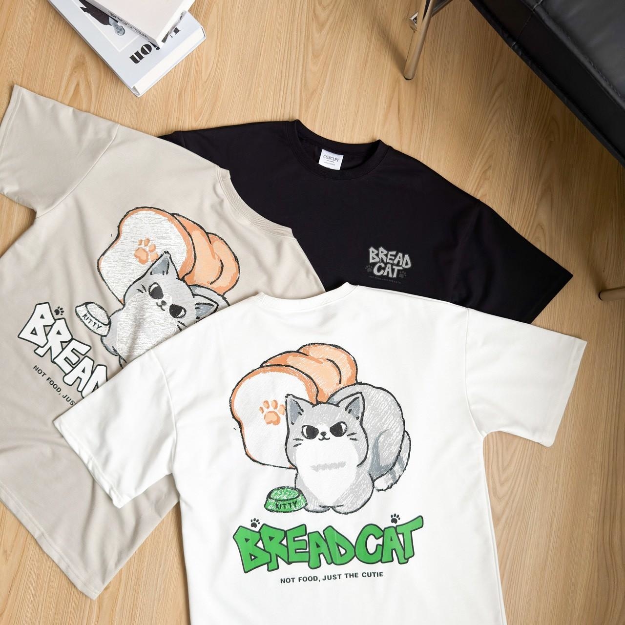 韓國短袖 BREADCAT 貓咪麵包插畫風印花短T 80898