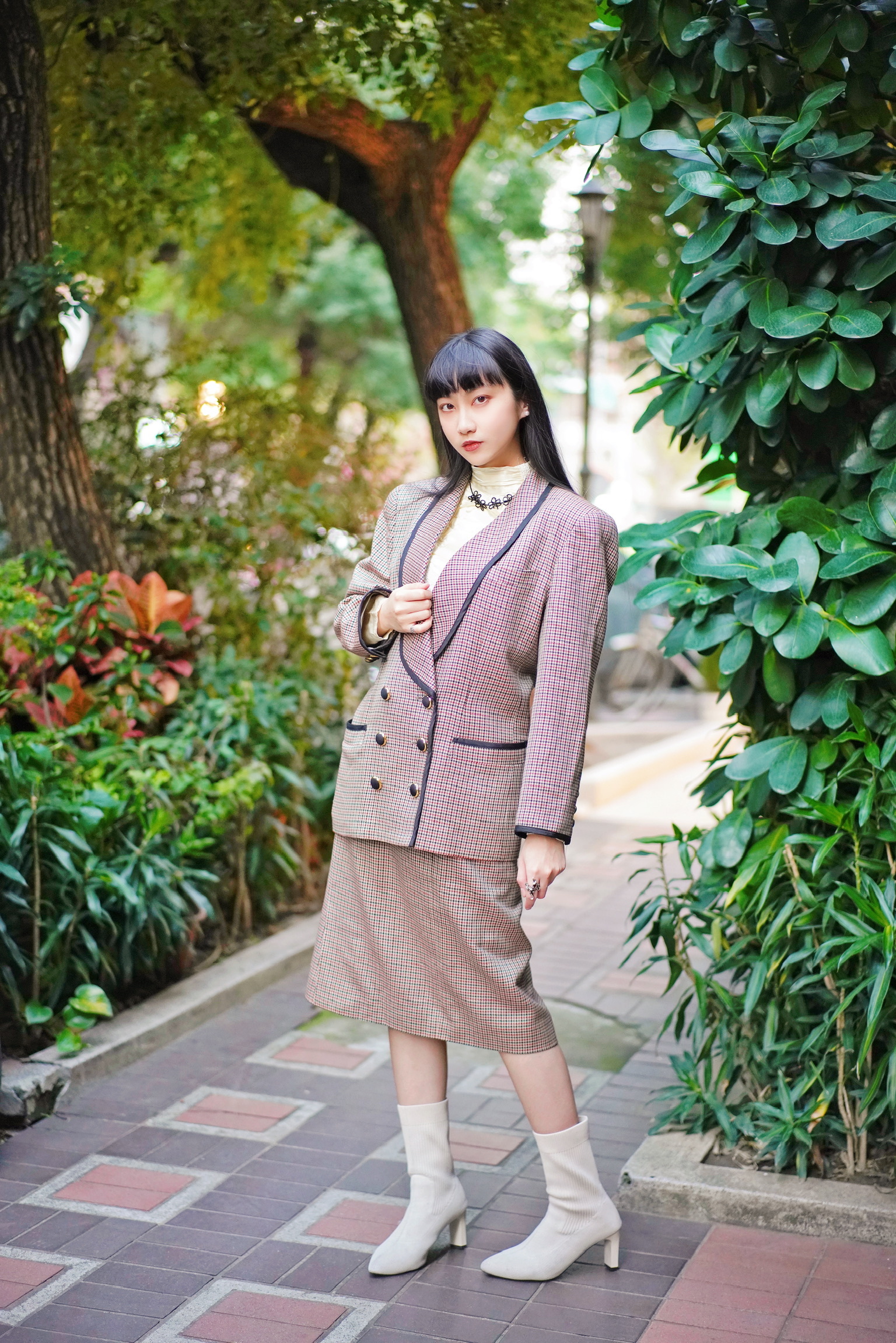 Vintage Set/古著千鳥格西裝套裝