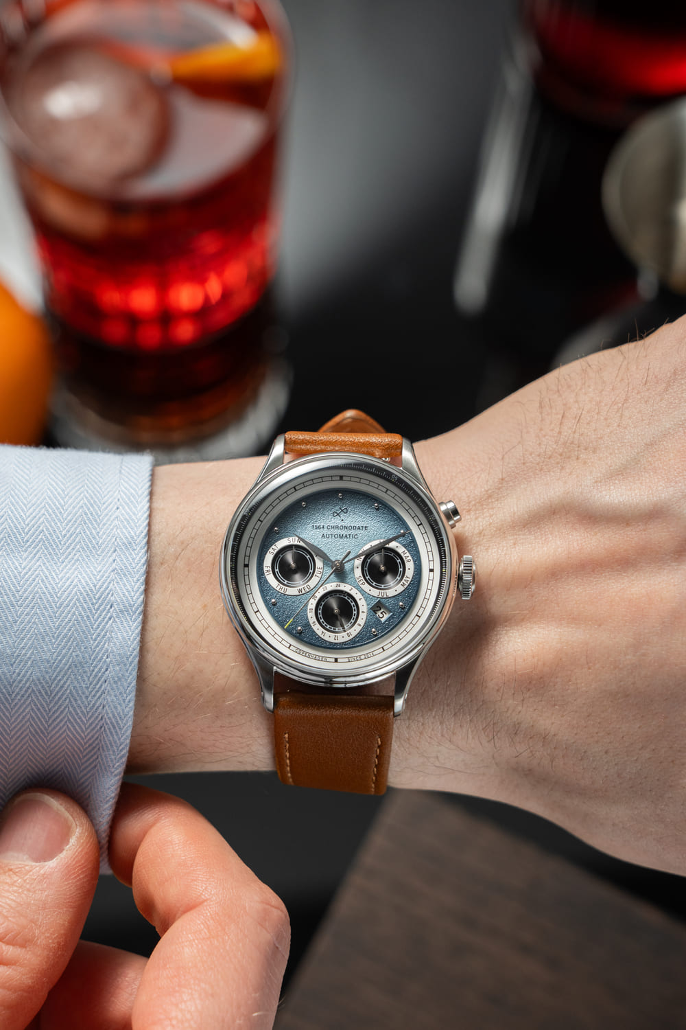 1564 Chronodate Automatic - Steel/Ice Blue