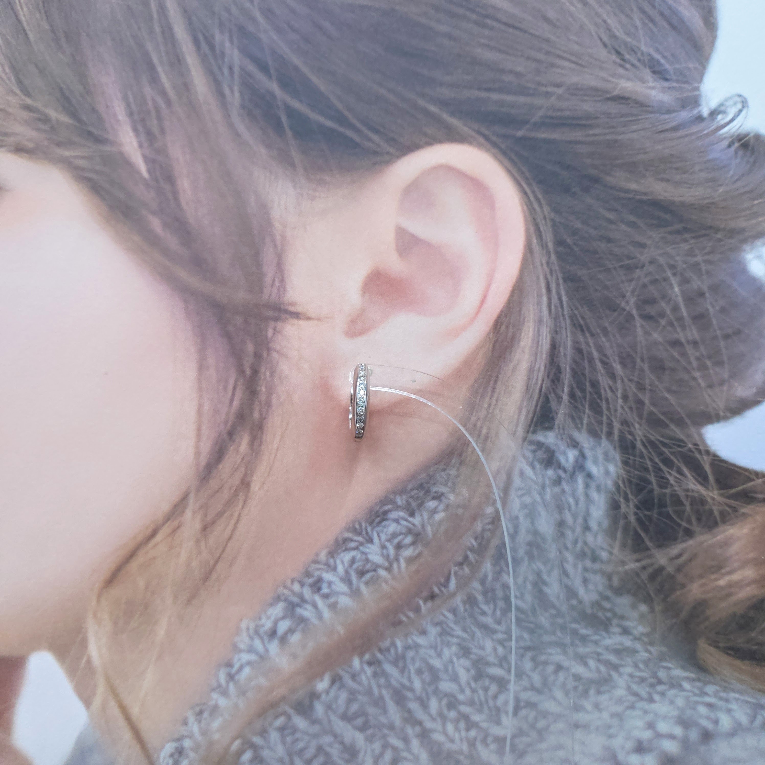 18K White Gold 0.21ct Diamond Hoop Earrings