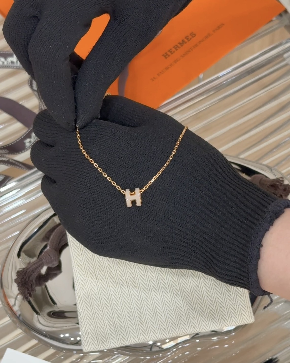 HERMES｜MINI POP H 項鍊 奶茶金