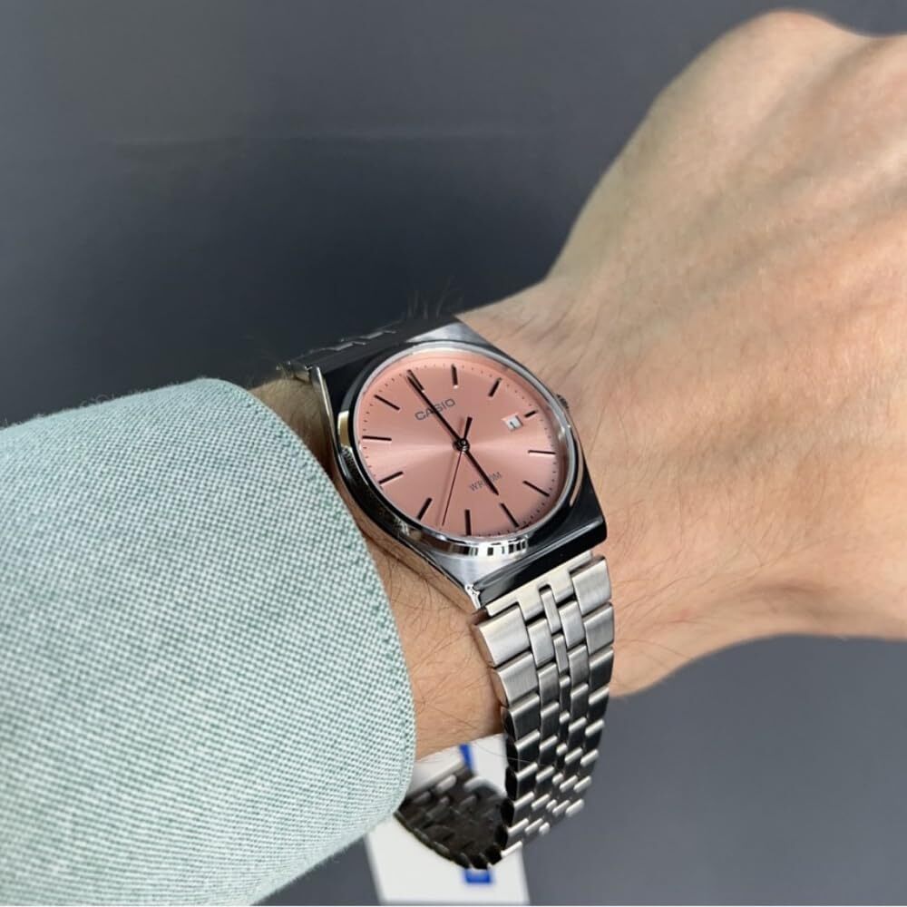 萬年鐘錶 - CASIO 卡西歐 復古外觀粉色面盤中性男女錶 MTP-B145D-4AV  錶徑35MM