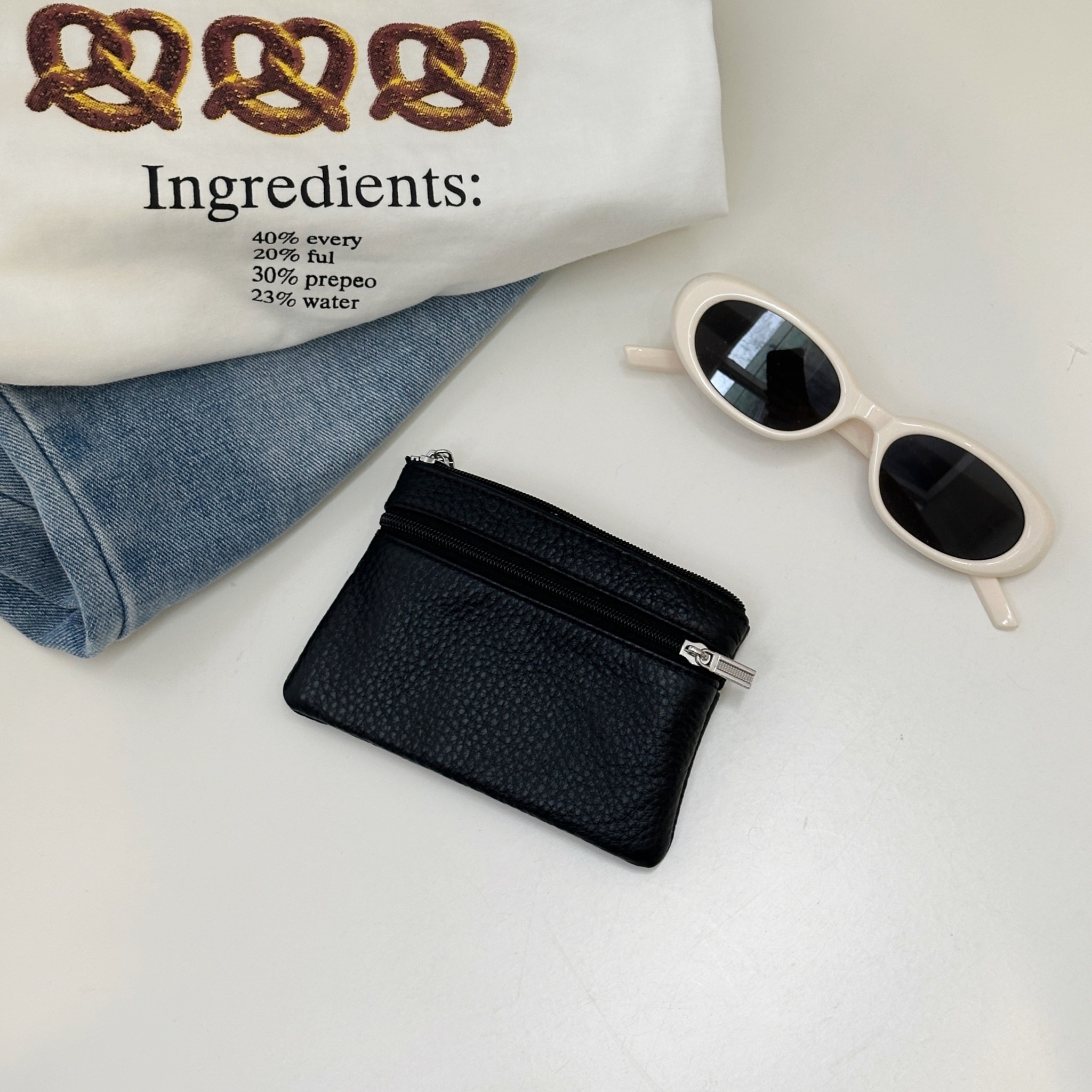 真牛皮零錢鑰匙包