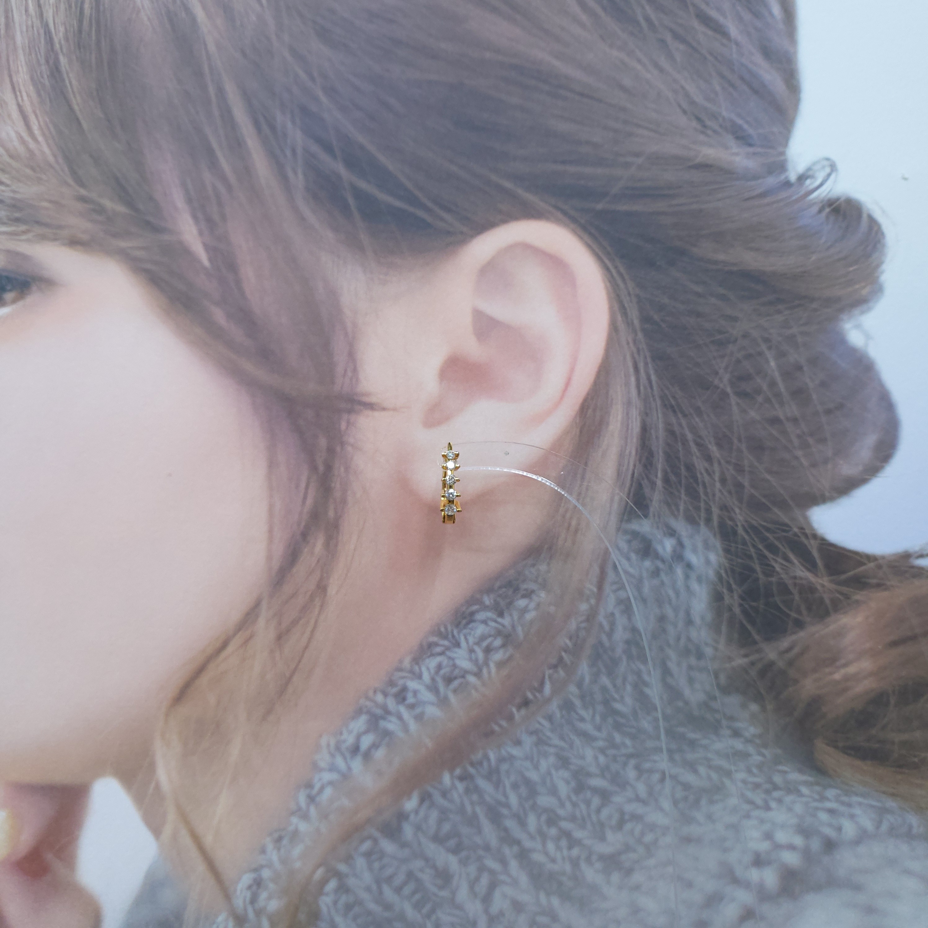 18K Yellow Gold 0.32ct Diamond Hoop Earrings