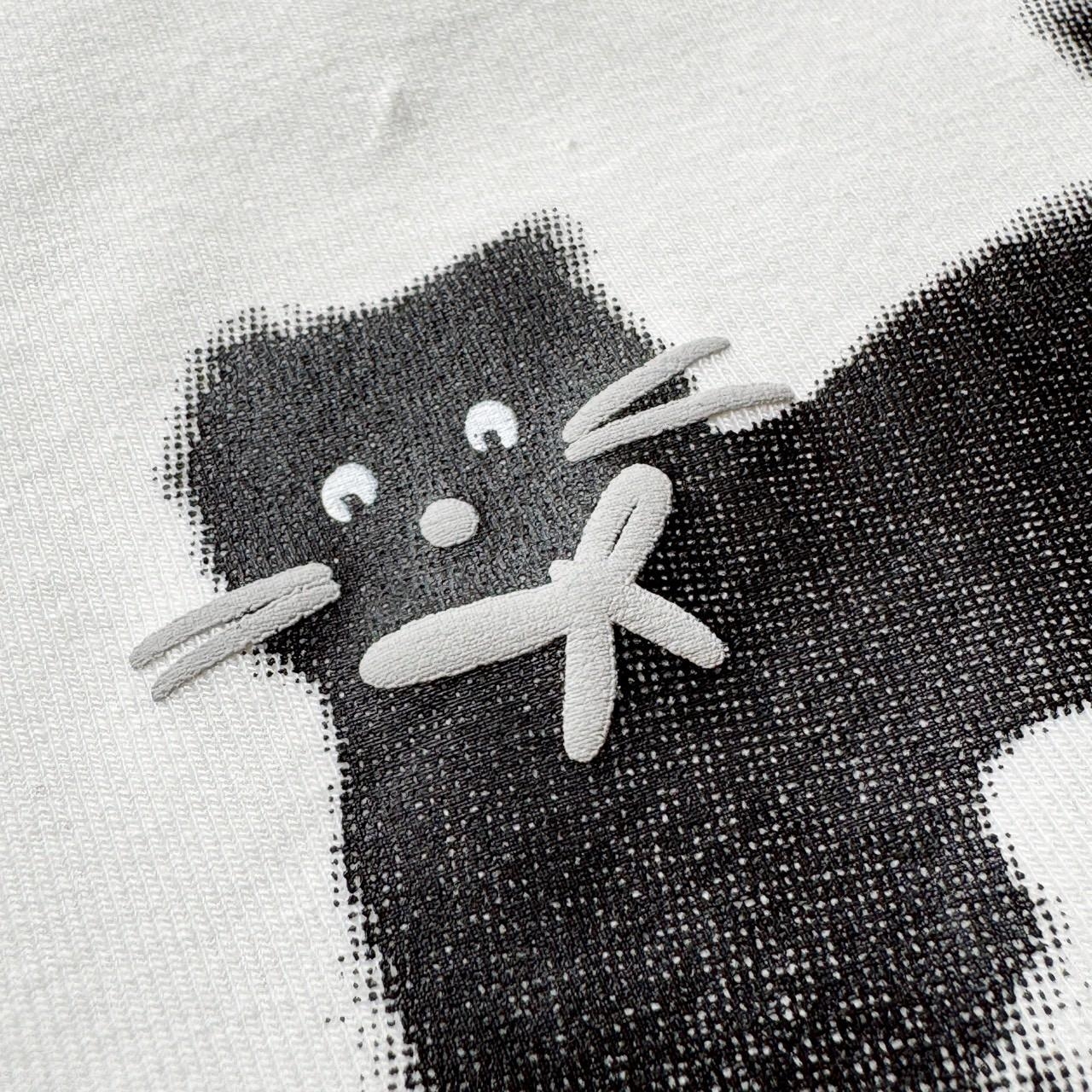 韓國短袖 波點黑貓短版合身短T 80906