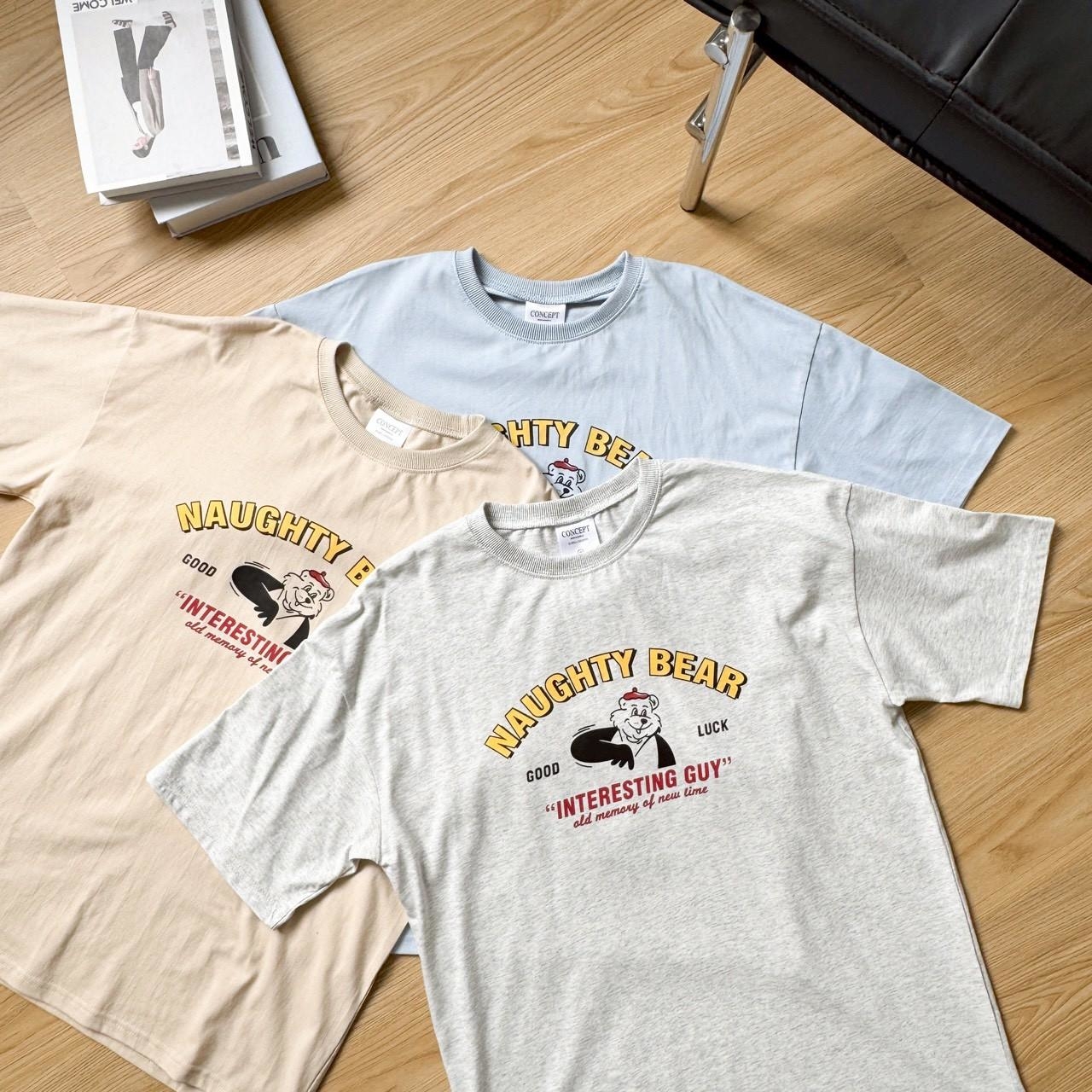 韓國短袖 NAUGHTY BEAR 小熊畫家印花短T 80915