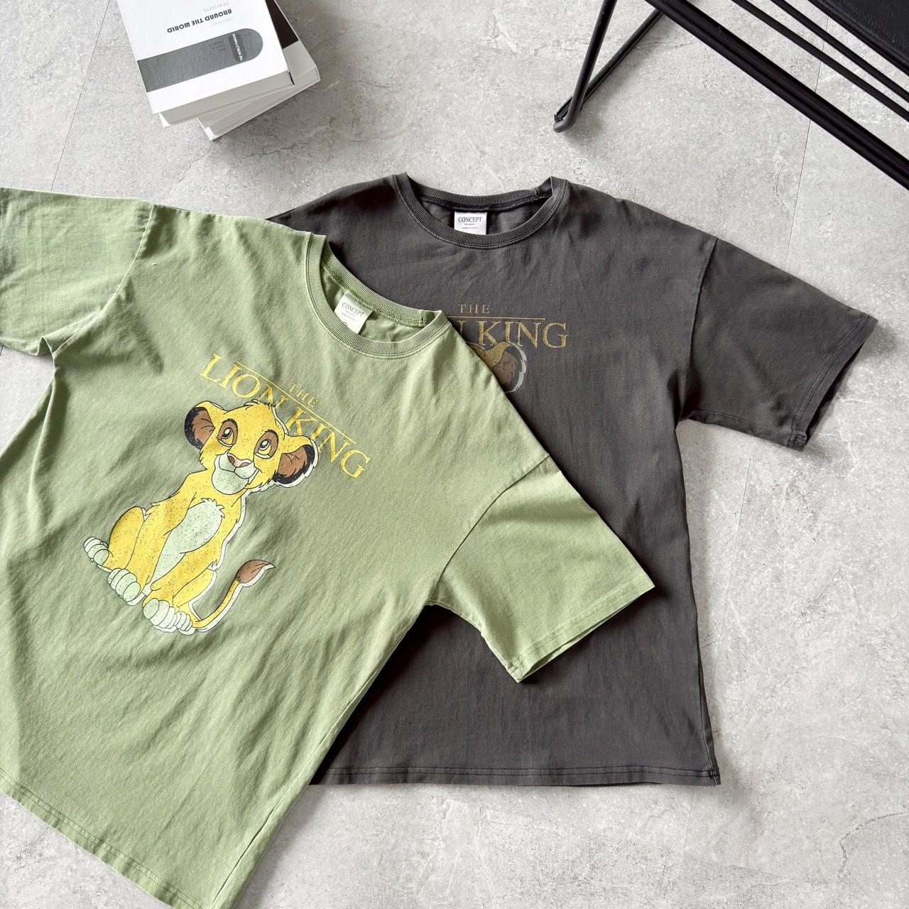 韓國短袖 THE LION KING 獅子王斑駁感印花短T 80928