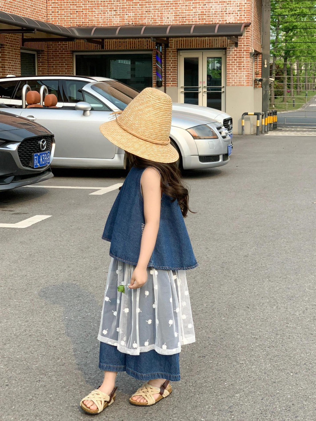 牛仔背心蕾絲套裝三件組