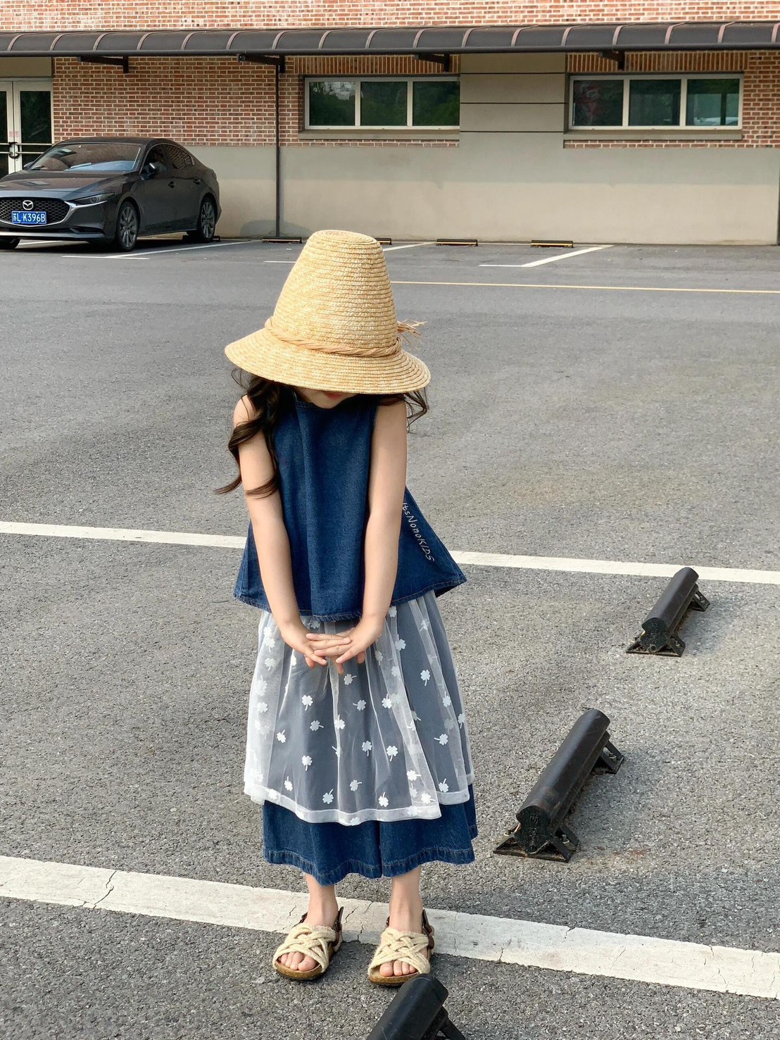 牛仔背心蕾絲套裝三件組