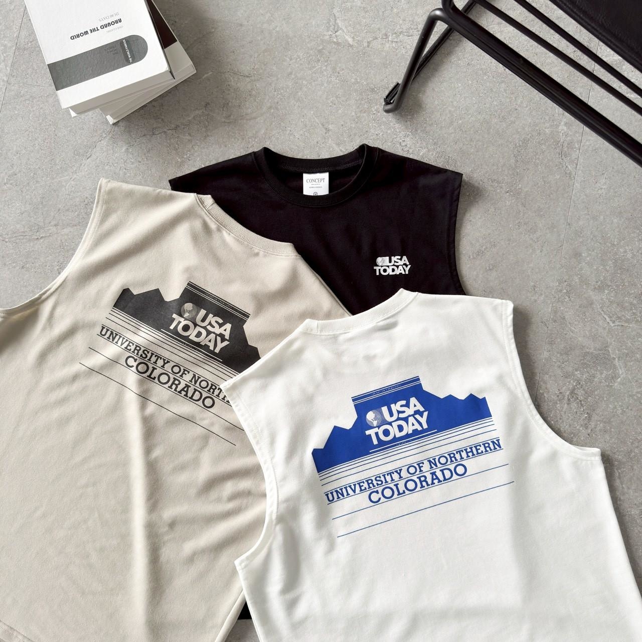 韓國短袖 USA TODAY 山脈剪影印花背心 80935