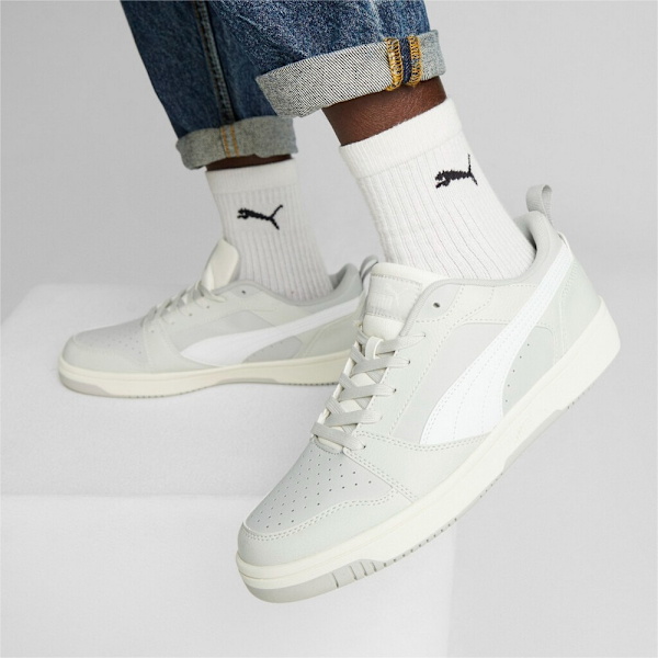 PUMA 休閒鞋 REBOUND V6 LOW 灰白 皮革 復古鞋 男女 39232810