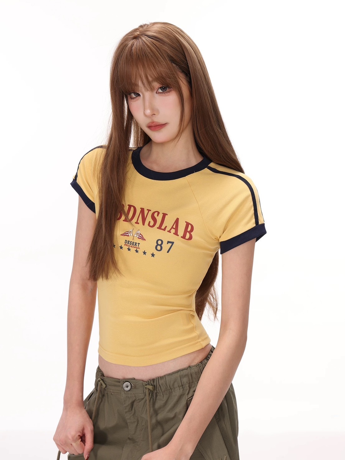 (GOAL) 復古拼接短版上衣 033 UNBD